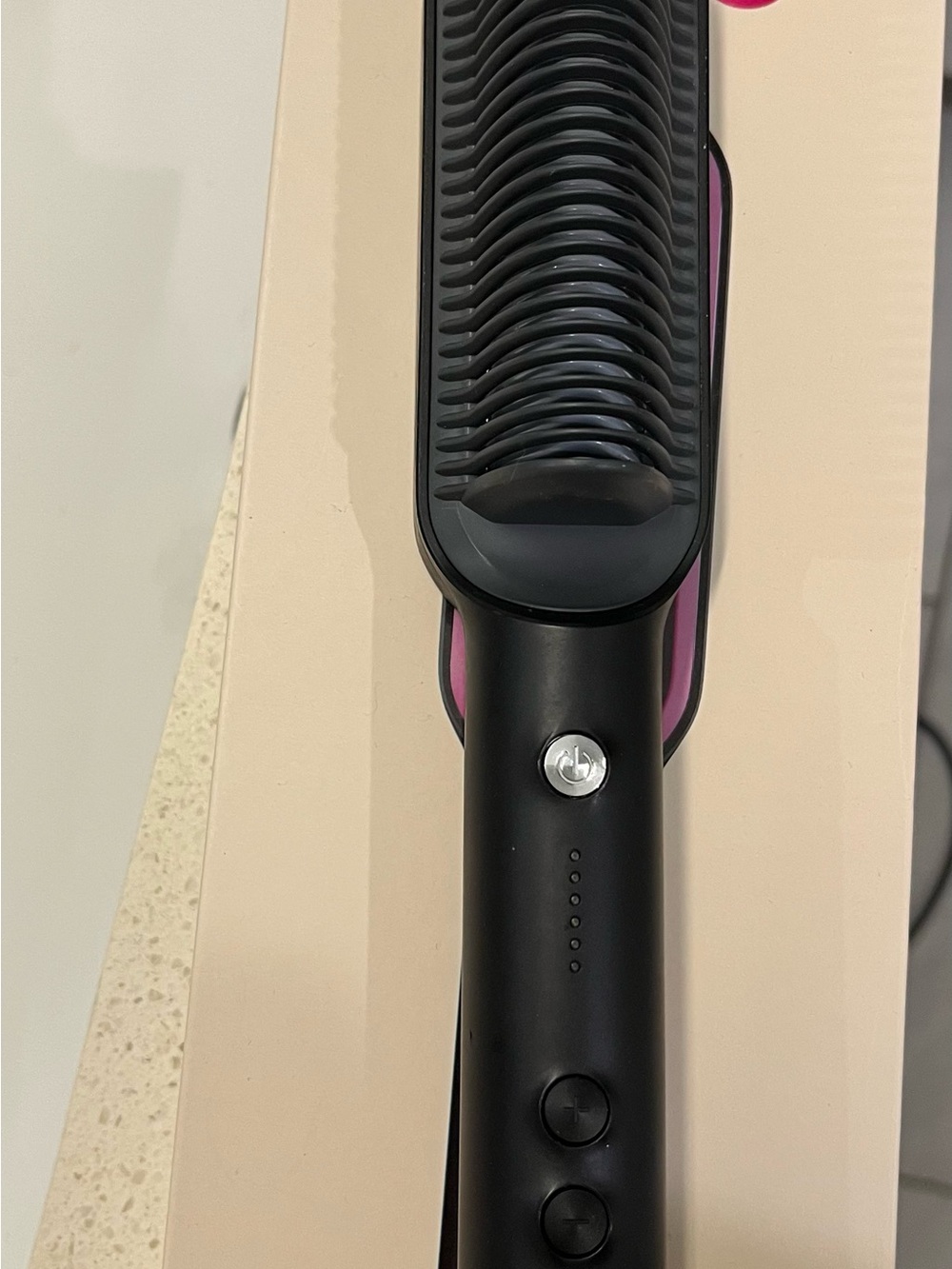 Black and Pink Tymo Hair Straightening Brush - Women Hair